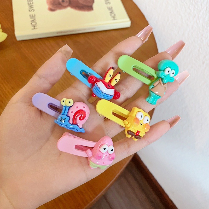 Kẹp Tóc Hình Vuông Cỡ Nhỏ Họa Tiết Hoạt Hình spongebob Dễ Thương Cho Bé Gái
