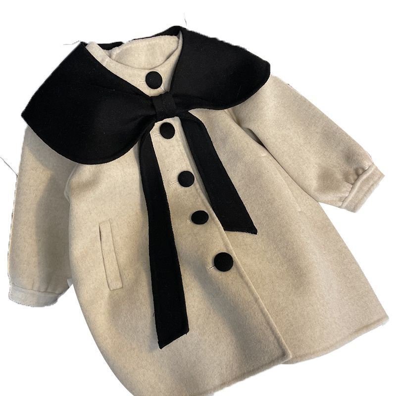 Áo Khoác Len Đính Nơ Phong Cách Hàn Quốc Thời Trang Mùa Đông Dành Cho Bé Gái 22 Tuổi