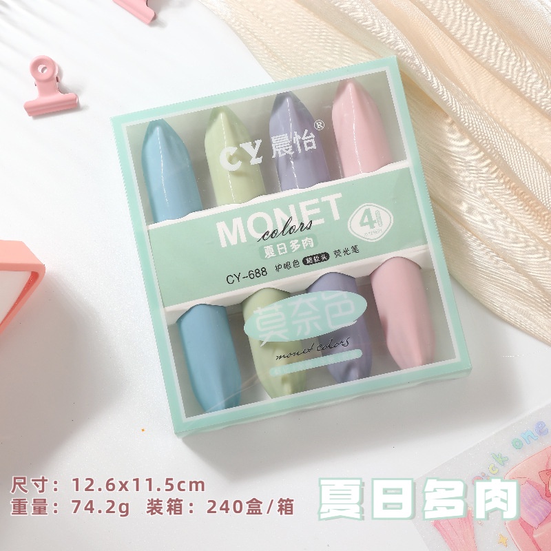 Set 4 Bút Đánh Dấu Đầu Mềm Màu Macaron Dành Cho Học Sinh