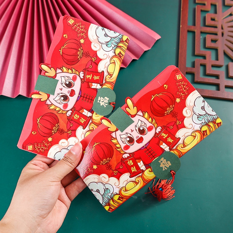 Bao Lì Xì Màu Đỏ May Mắn / Bao Lì Xì Gài Năm Mới / 2024 Phong Cách Truyền Thống Trung Quốc / Lễ Hội Mùa Xuân hongbao