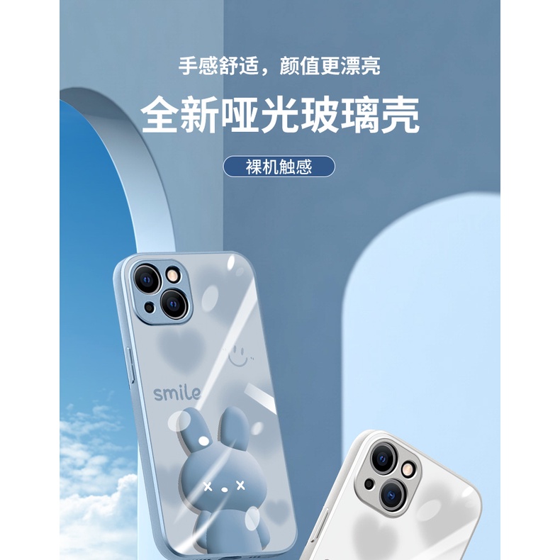 Ốp Điện Thoại Màu Xanh Dương Họa Tiết Chú Thỏ / Trái Tim Thời Trang Cho iphone 15promax 14plus 12 13promax 7 8 xr xsmax