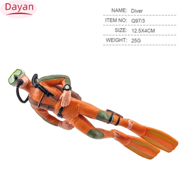 Ưu đãi trong thời gian có hạn!! Mô phỏng bằng nhựa rắn Mô hình thợ lặn Hình dạng thực tế Dưới nước Explorer Đồ chơi búp bê Đồ nội thất gia đình Đồ trang trí