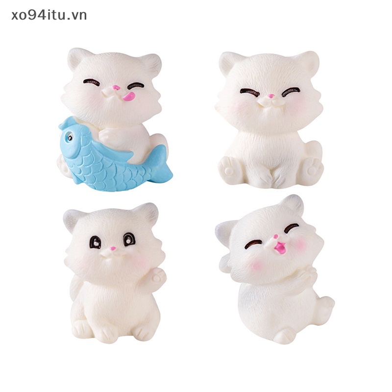 Xoitu Tượng Mèo Trắng Hoạt Hình Mini Dễ Thương Trang Trí Tiểu Cảnh diy vn