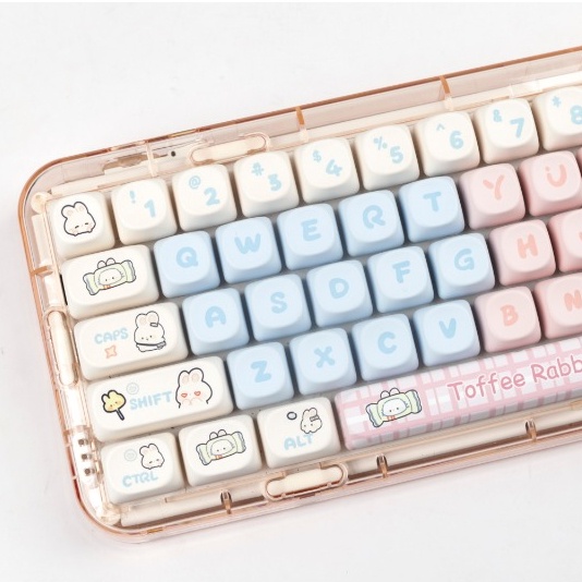 Toffee Keycap PBT Thăng hoa MOA Profile 139 Phím Keycap màu hồng Màu hồng dễ thương Thích hợp cho các bạn gái Bàn phím cơ văn phòng chơi game Thích hợp cho các bạn gái Chơi game B'g