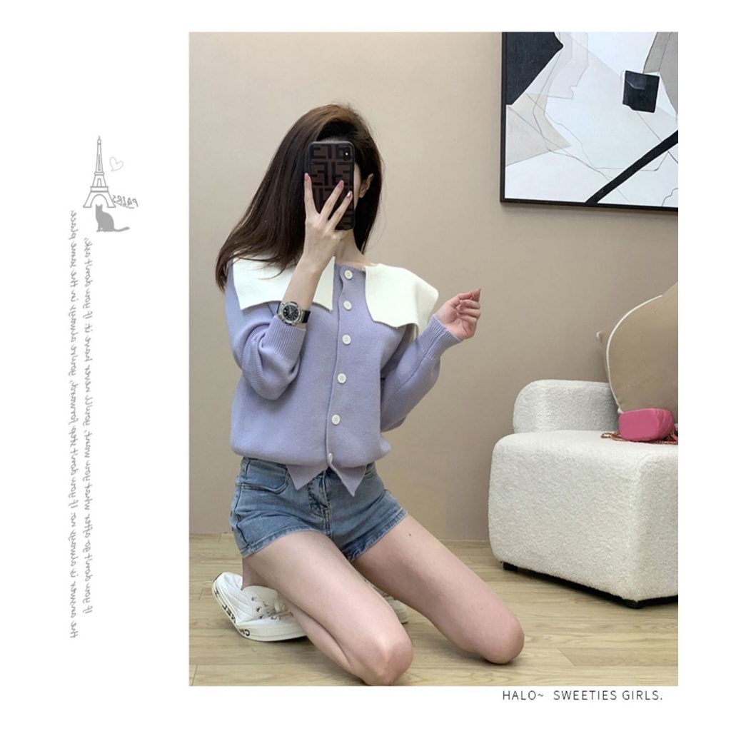 Màu Sắc Áo Khoác cardigan Dáng Ôm Màu Sáng Phong Cách Hàn Quốc Thời Trang Thu Đông 2023 Cho Nữ