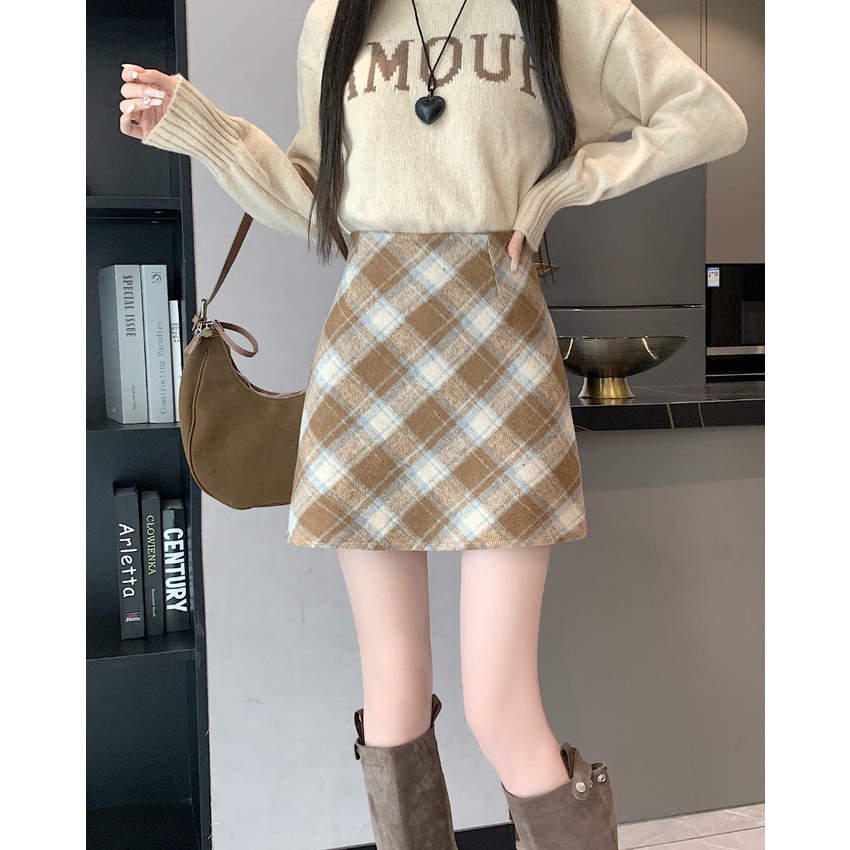 Chân Váy Len Chữ a Lưng Cao Dáng Ôm Thời Trang Thu Đông Phong Cách Hàn Quốc Cho Nữ