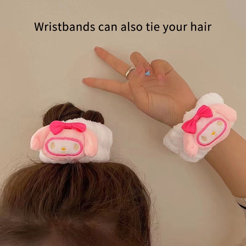 Set 2 Băng Quấn Cổ Tay Mềm Mại Thấm Hút Mồ Hôi Họa Tiết Hoạt Hình Dễ Thương