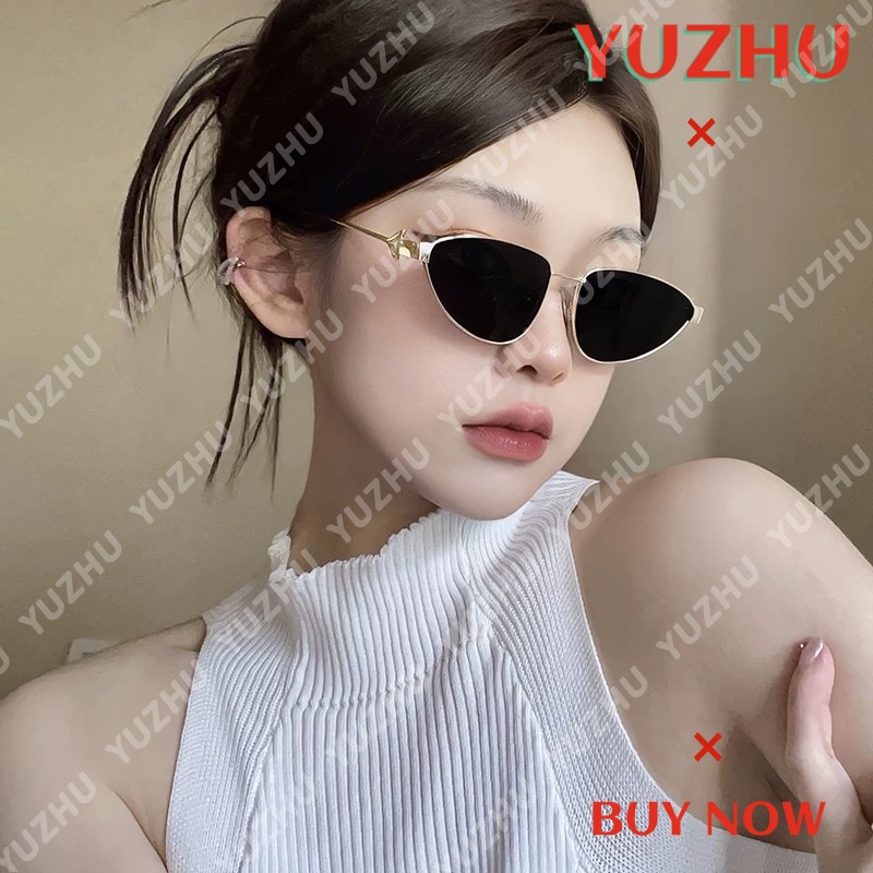 Kính Mát Mắt Mèo Dính Kim Loại Thời Trang Cho Nữ