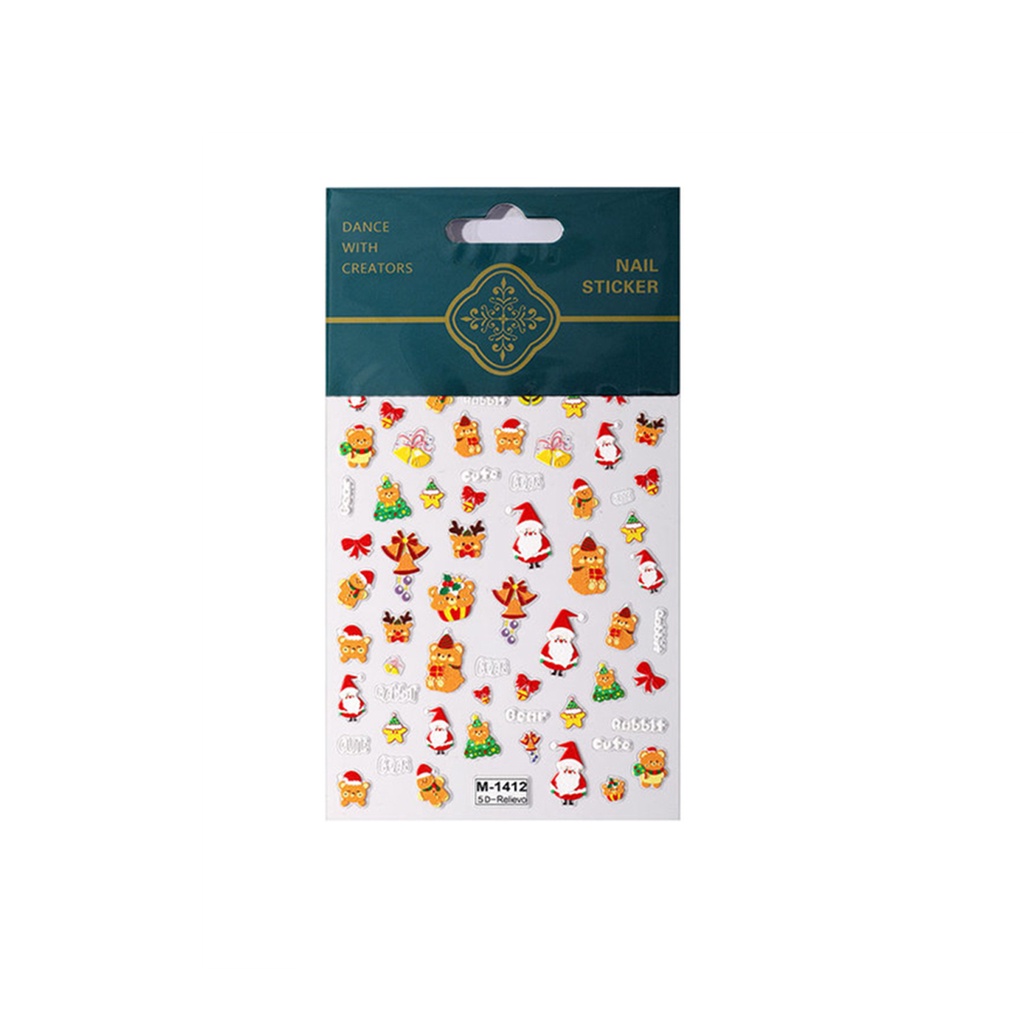 Set 5 Hình Dán 3d Chủ Đề Giáng Sinh Xinh Xắn Dùng Để Trang Trí Móng