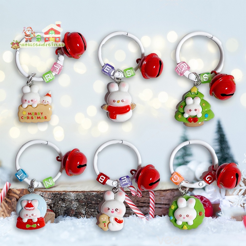 Newandrain Móc Khóa Hình Thỏ Hoạt Hình Dễ Thương Trang Trí Cây Thông Noel
