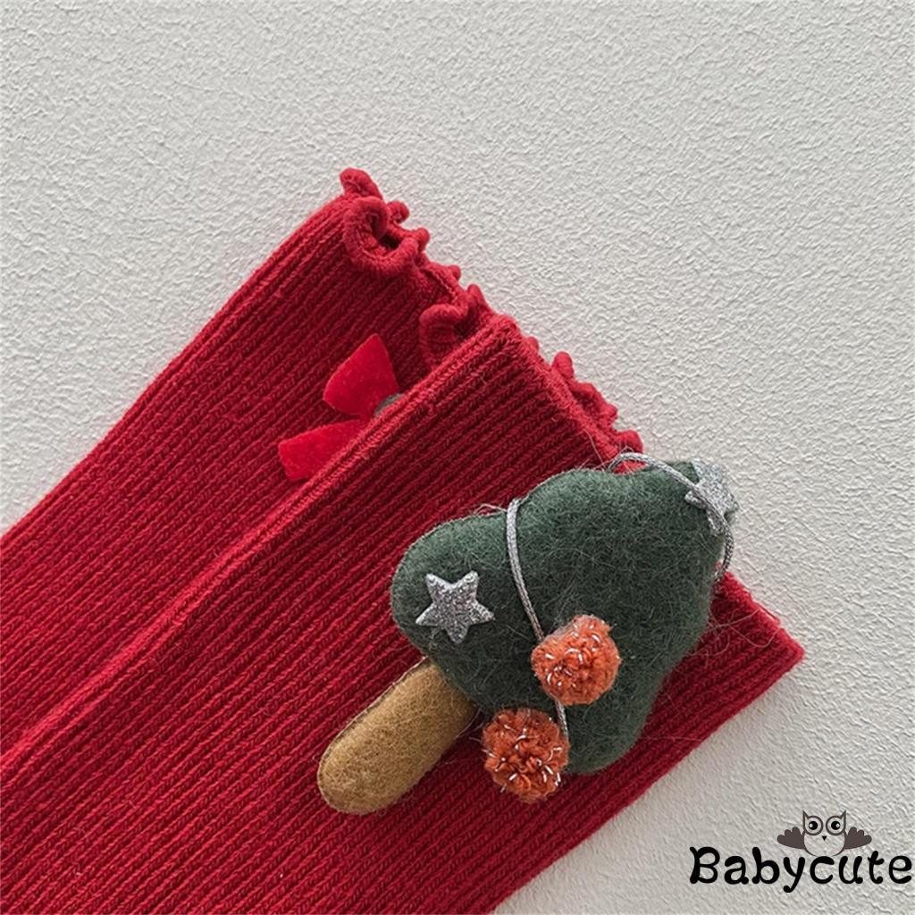 Vớ cotton Cổ Cao Đính Búp Bê 3d Phong Cách Giáng Sinh Dễ Thương Dành Cho Bé Gái