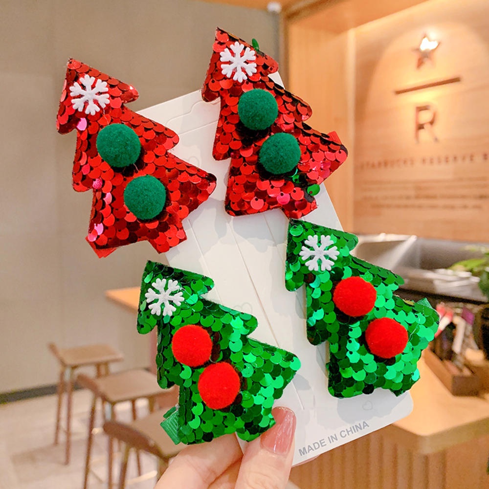 1 Cặp Kẹp Tóc Hình Tuần Lộc Giáng Sinh Lấp Lánh Cho Nữ