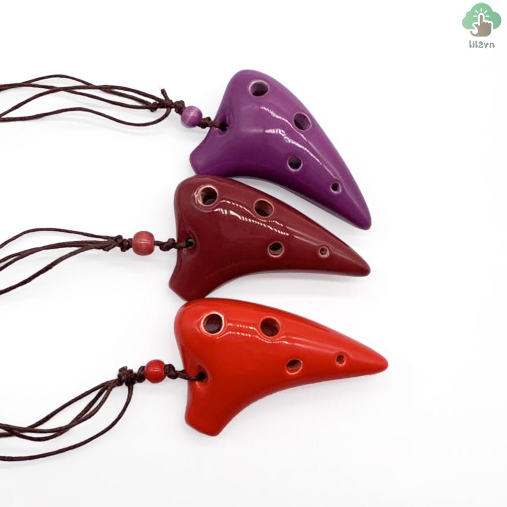 Kèn ocarina Gốm 6 Lỗ Kèm Dây Đeo Cho Người Mới Bắt Đầu