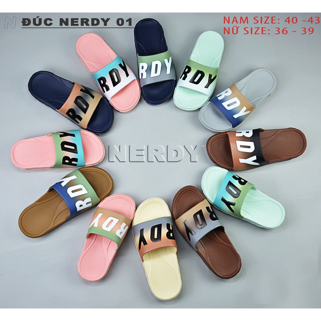 Dép quai ngang nam nữ NERRDY IN cao cấp 4cm Api bền, chữ NERRDY nhiều màu - dép hot Phuongnamshop20