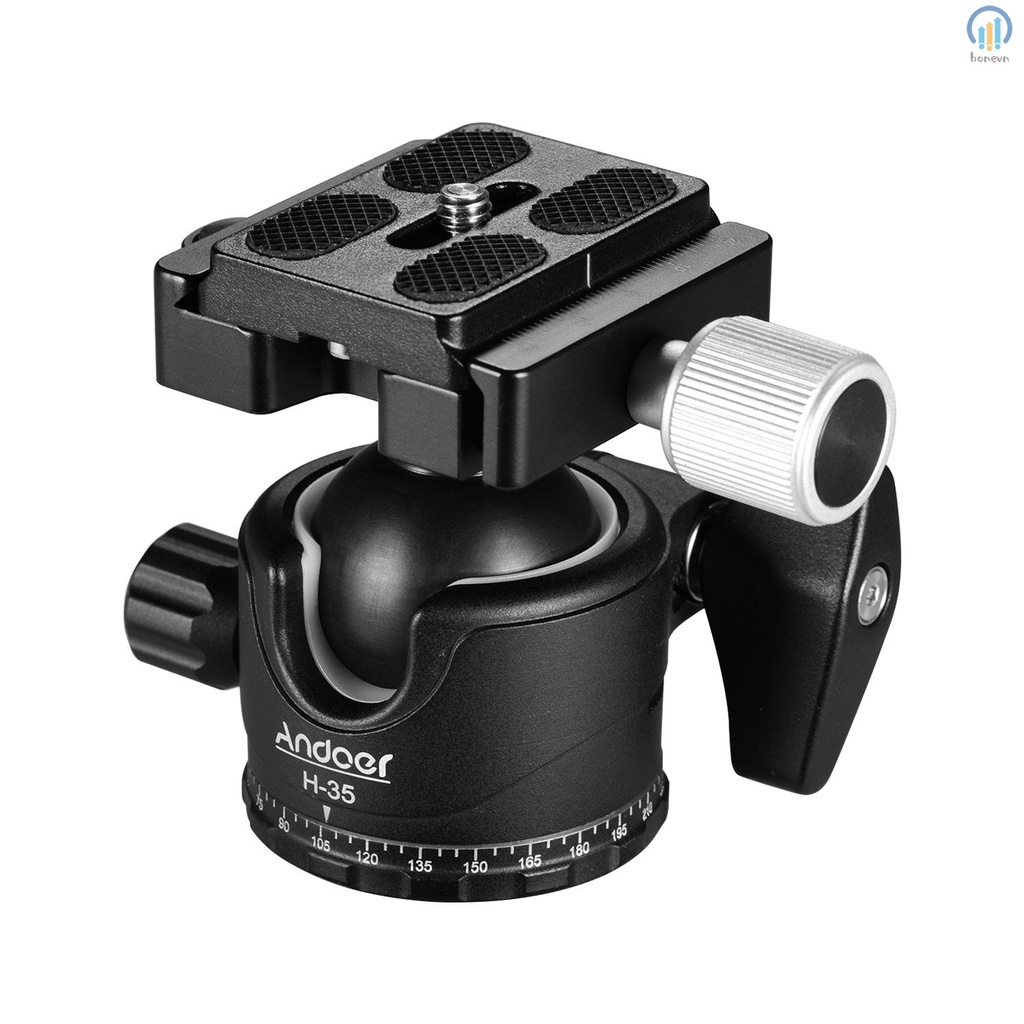 Andoer H-35 Panorama Tripod Ball Head Ballhead Mount Adapter U-Groove Low Gravity Center Aluminium Alloy Load Capacity 15kg/33lbs