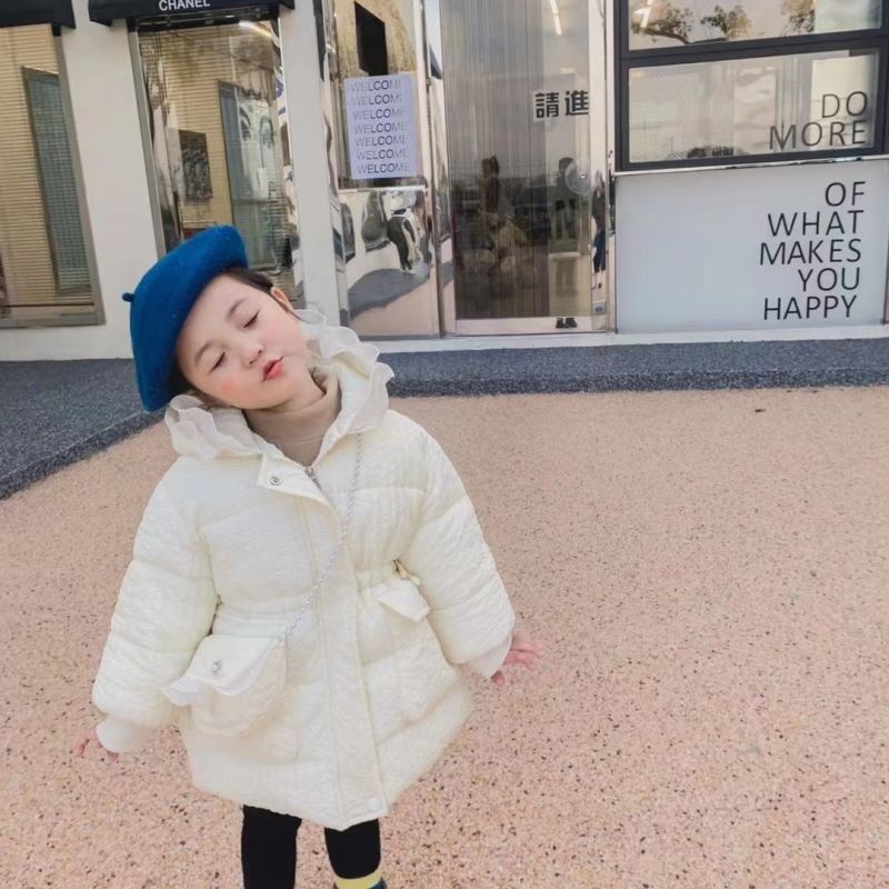 Áo Khoác cotton Đệm Nhung Dày Dặn Ấm Áp Không Giặt Phong Cách Hàn Quốc Dễ Thương Cho Bé Gái