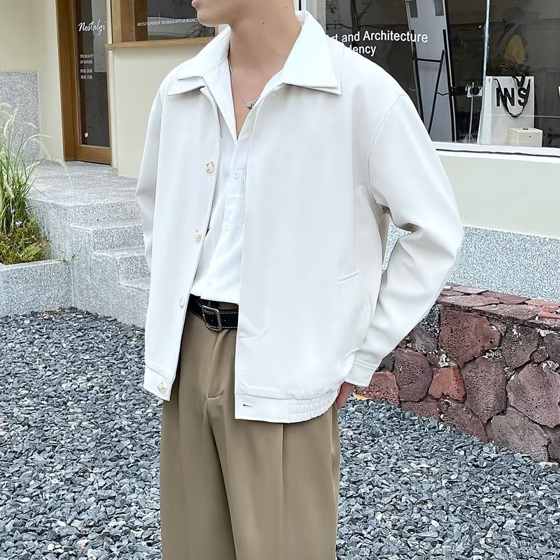 DICHUANGZHE Áo Khoác Dài Tay Màu Sắc Đơn Giản Thời Trang Nhật Bản