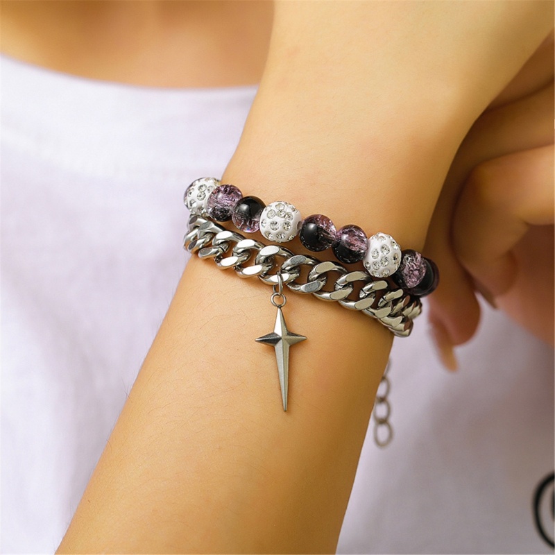 Inf Vòng Tay Chuỗi Hạt Hai Lớp Hình Ngôi Sao Đơn Giản Có Thể Điều Chỉnh Được Thời Trang Dành Cho Cặp Đôi