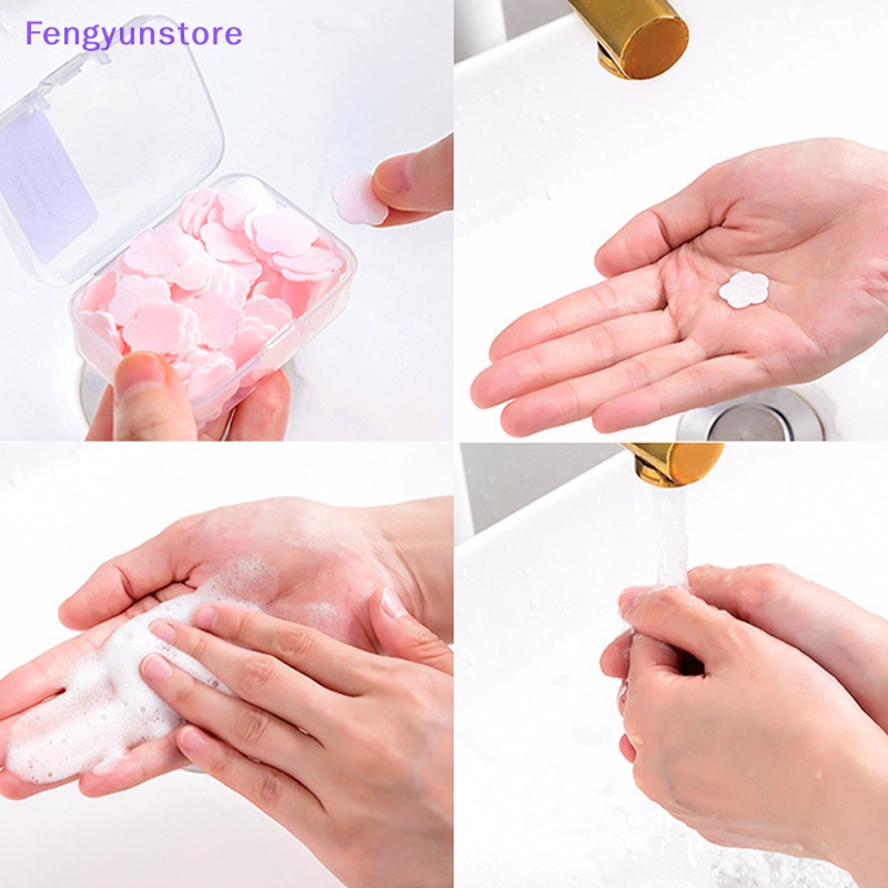 Hộp 100 Xà Phòng Giấy Hình Bông Hoa mini Dùng Một Lần