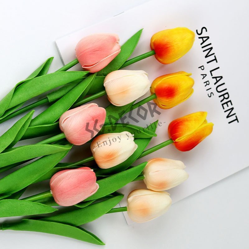 1 Bông Hoa Tulip giả đẹp tự nhiên SG.DECOR chất liệu PU Bắc Âu INS 34cm Decor trang trí nhà cửa phụ kiện chụp hình