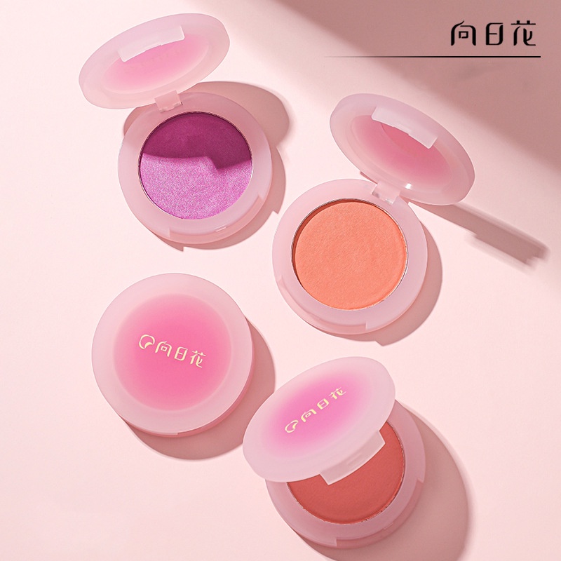 Phấn Má Hồng Hoa Hướng Dương Màu Sắc Tươi Sáng / Tím / Xanh Dương / Tạo Khối Trang Điểm Bắt Sáng