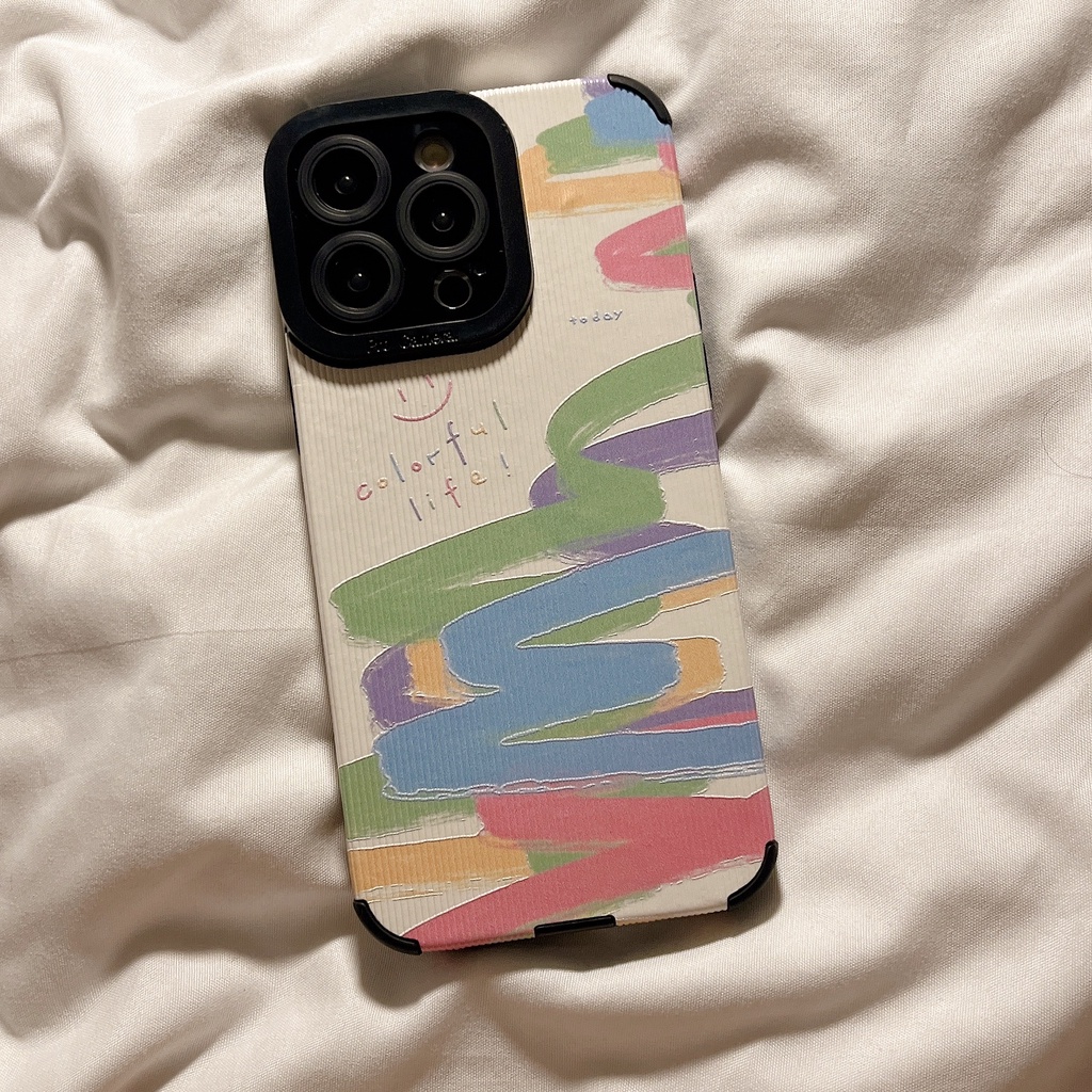 Ốp Điện Thoại Tranh Sơn Dầu Cầu Vồng Cho iphone 15 14 13 pro max 12 pro 11 xs max xr 8 7 plus se3 se2