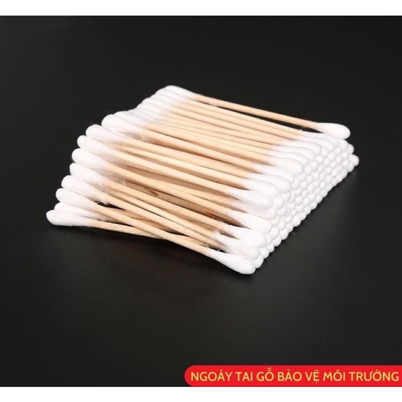 Tăm Bông Ngoái Tai Bằng Gỗ An Toàn Thân Thiện Môi Trường