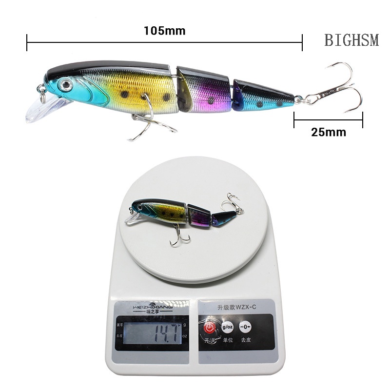 Bighsm Mồi Câu Cá Giả Bằng Nhựa Cứng Ba Phần Khác Nhau luya Batik Giống Mồi Dụ Cá skk