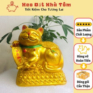 Heo đất,lợn đất tiết kiệm mèo bệ vàng size to / Heo đất nhà Tôm