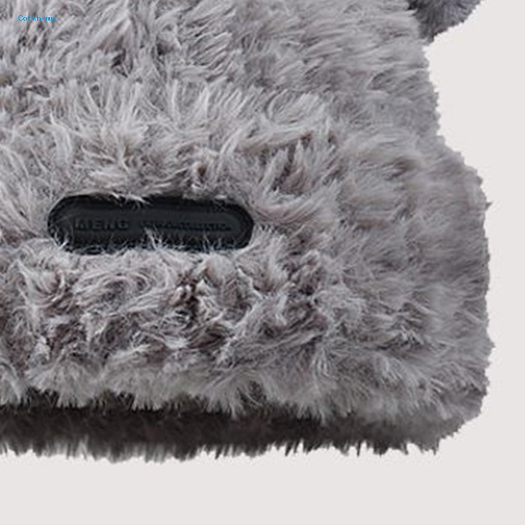 Mũ beanie Màu Trơn Đính Tai Gấu Hoạt Hình Bằng Vải Bông Mềm Mại Ấm Áp Thời Trang Mùa Đông Cho Nữ