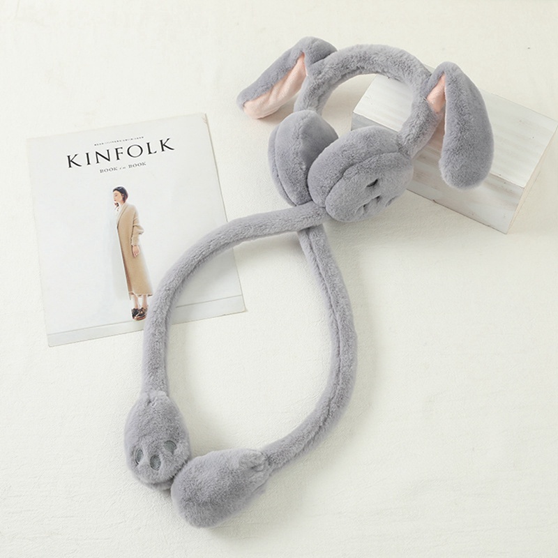 Tai Nghe Chụp Tai Hình Tai Thỏ Dễ Thương Giữ Ấm Có Thể Di Chuyển