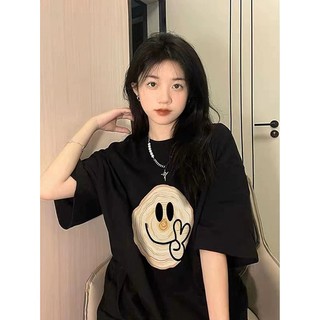 Áo thun nữ form rộng Guguno cotton cổ tròn in basic (A)