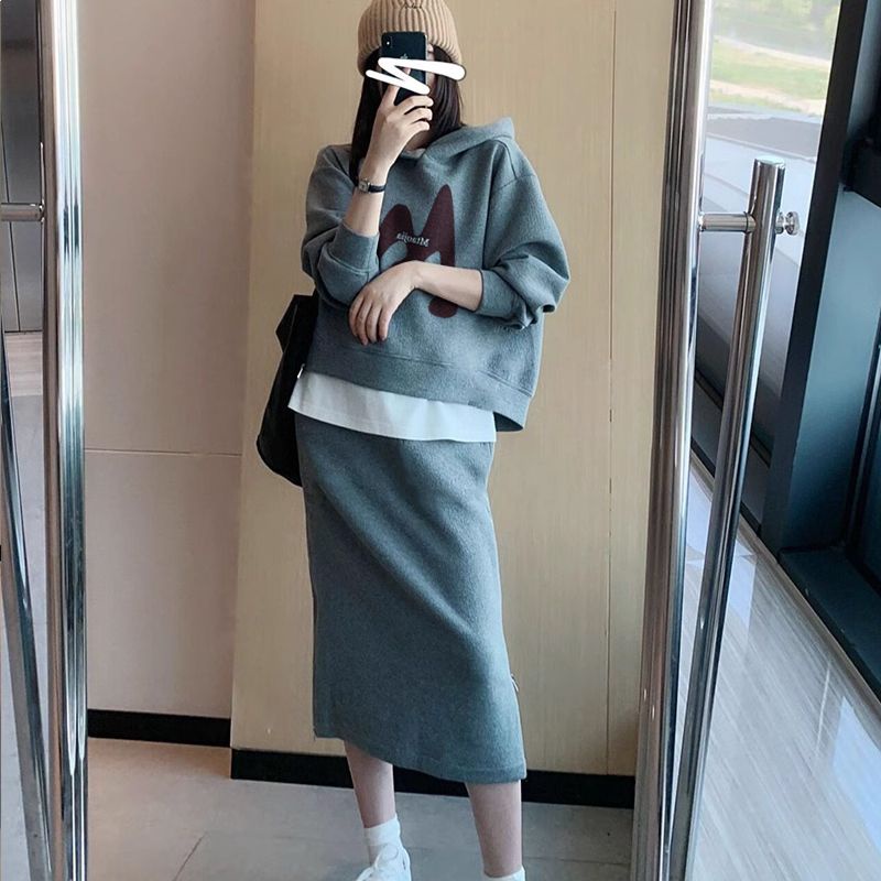 Bộ Áo Hoodie + Chân Váy Thời Trang Xuân Thu 2023 Chất Lượng Cao Cho Nữ