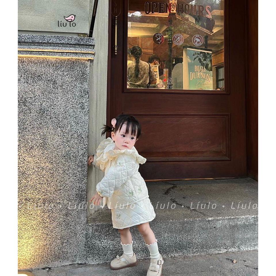 Set Áo Khoác Trần Trám Cổ Bèo Mix Chân Váy