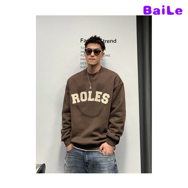 Hàng Mới Về Áo Sweater cotton Dáng Rộng In Chữ Thời Trang Thu Đông Cho Nam Giới