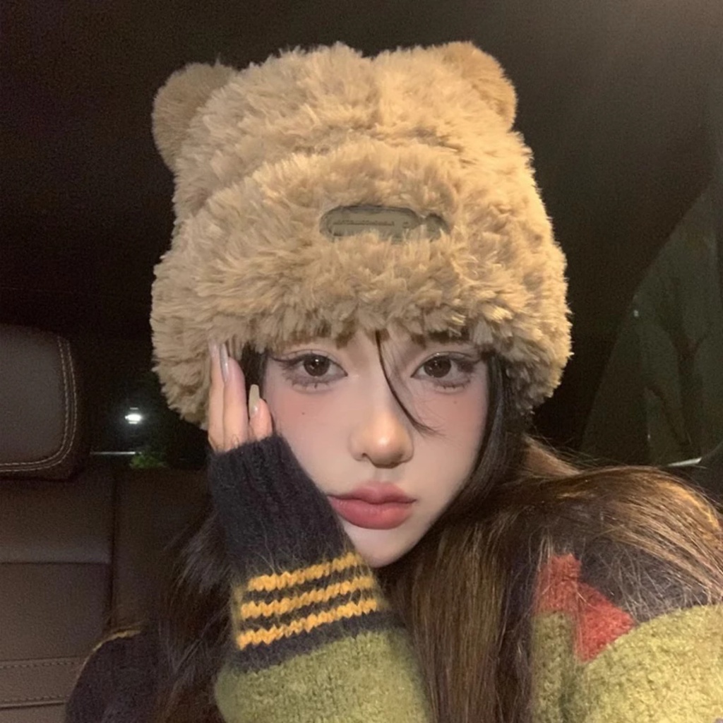 PVN61926 Mũ lông xù nữ quả bông siêu mềm xinh xắn T2