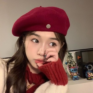 Mũ beret Len Thời Trang Thu Đông Phong Cách retro Dành Cho Nữ