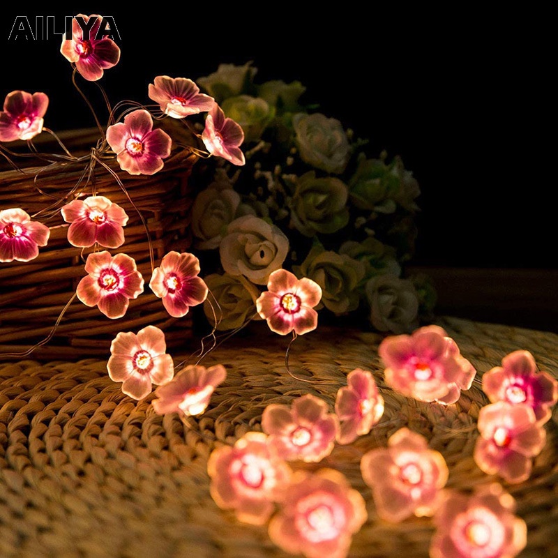 AILIYA Dây Đèn Trang Trí Hình Hoa Anh Đào Bằng Đồng Thau