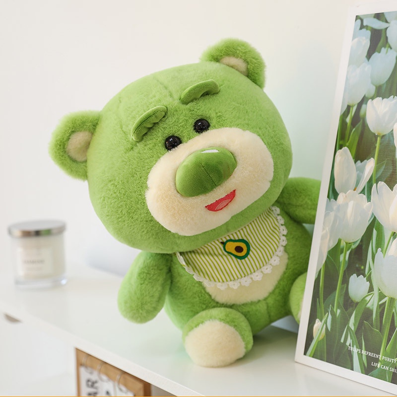 Gấu Nhồi Bông Đội Mũ Tai Gấu Dâu Tây Dễ Thương Dùng Làm Quà Tặng Sinh Nhật Cho Bé