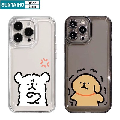 Suntaiho Ốp lưng Iphone Đẹp trong suốt in hình Ngộ nghĩnh Họa Tiết Cún Hoạt Hình Độc Đáo Vỏ Điện Thoại TPU Mềm Cao Cấp Chống Sốc Cho Iphone 15 14 12 13 11 Pro Max IP 7 8 Plus Iphon X Xs XR Xs Max Hàn quốc Ốp Lưng