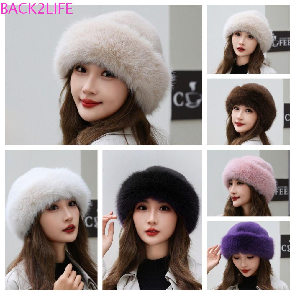 Nón beret Lông Giả Màu Trơn Bảo Vệ Tai Kiểu Họa Sĩ harajuku retro 2K