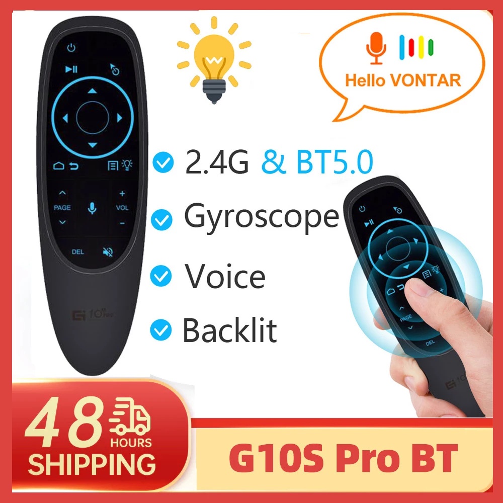 G10S Pro BT Air Mouse Backlit Điều khiển từ xa bằng giọng nói Máy nghe nhạc Google không dây IR Lear