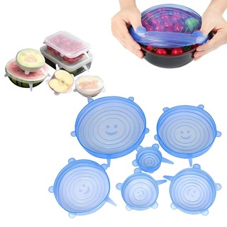  BỘ 6 BỘ NẮP SILICON Màng Bọc Thực Phẩm Silicon Che Thức Ăn Hoa Quả - ARSEF 
