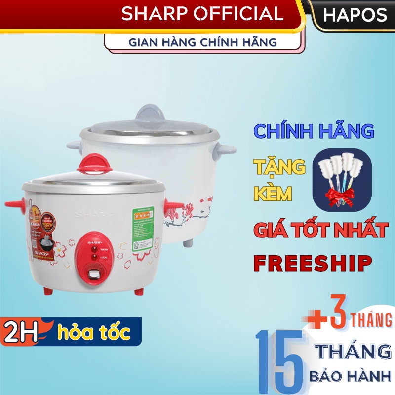 Nồi cơm điện mini Sharp nắp rời Chính hãng, Sản xuất Thái Lan 0.6 Lít - 1.1 Lít - Không chống dính - HAPOS OFFICIAL