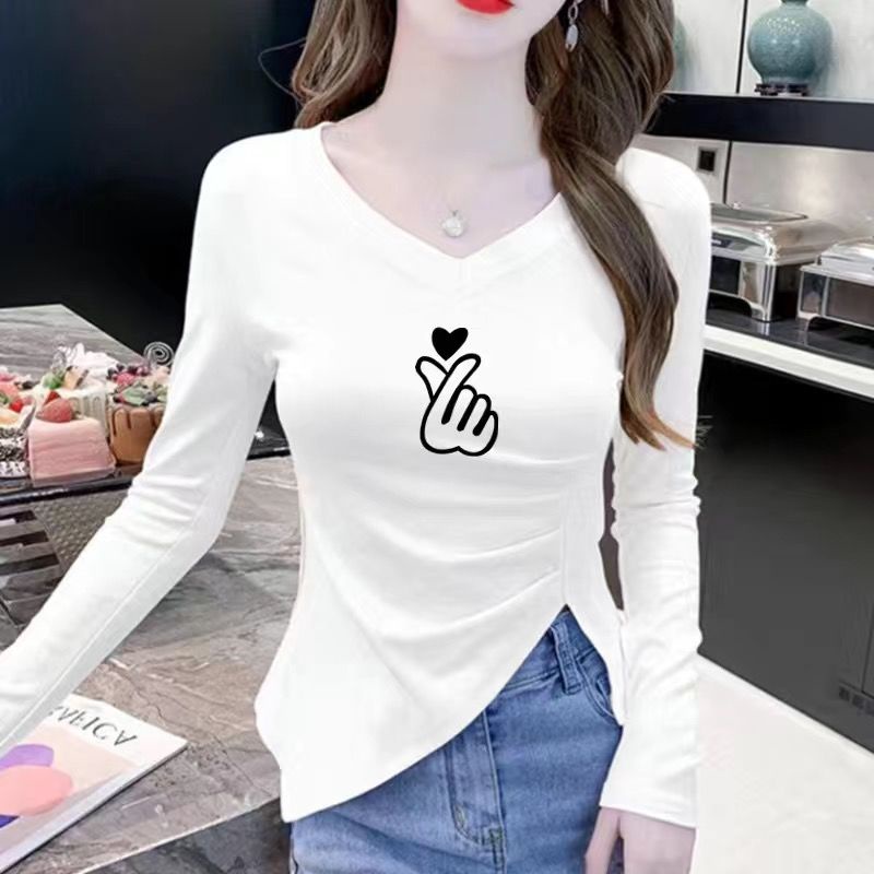 Áo Thun Nữ Tay Dài Cổ Chữ v Thời Trang Quyến Rũ