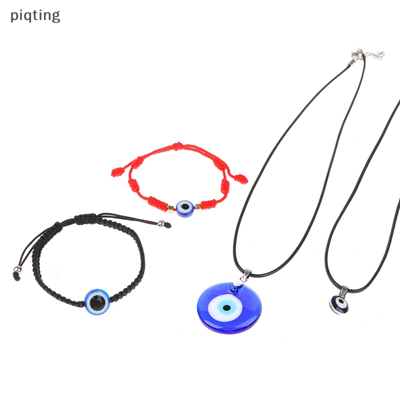 Piqt Dây Chuyền / Vòng Đeo Tay / Vòng Cổ Mặt Hình Mắt Quỷ Bằng Thủy Tinh Màu Xanh Dương 3cm