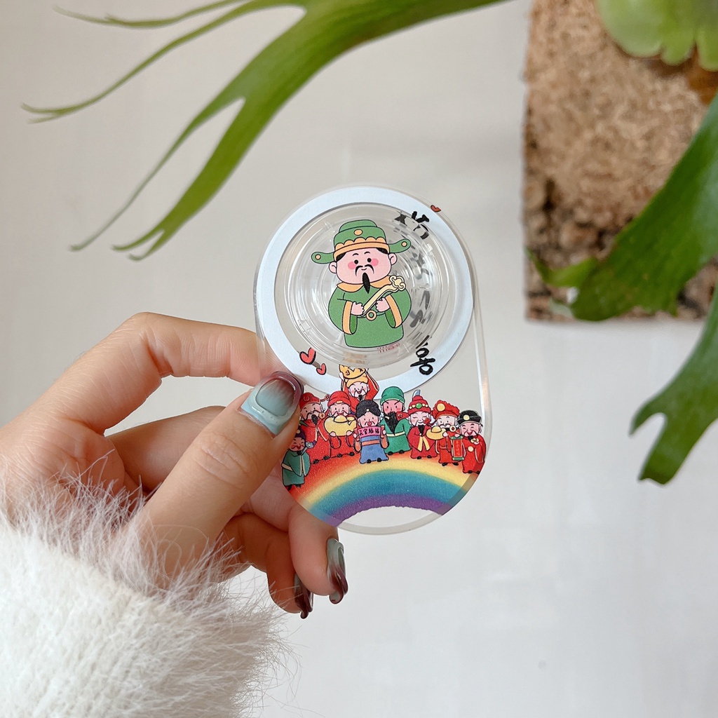 Giá Đỡ Điện Thoại / Máy Tính Bảng Bằng pc Chống Rơi Hình oval Họa Tiết Thần Tài Tài Lộc Trung Hoa