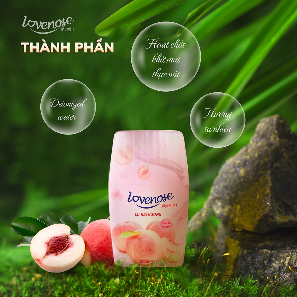 Lọ tỏa hương Lovenose 250ML hương thơm tự nhiên dễ chịu khử mùi sáp thơm phòng thế hệ mới 60 ngày  - Hàng Chuẩn