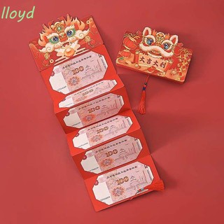 Phong bì đỏ gấp gọn phối tua rua hình rồng phong cách trung hoa