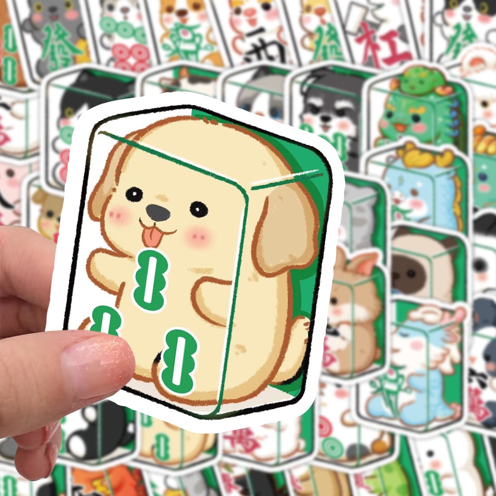 Bộ 60 Miếng Dán Trang Trí Mũ Bảo Hiểm / Bút Chì Họa Tiết Hoạt Hình Động Vật graffiti q Độc Đáo